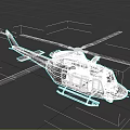 Green Camouflage Military Helicopter With Yellow Black Rotor Blades And Cross Insignia
