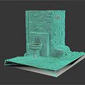 Garden Ornament Feature with Stone Wall Stone Basin Slab Floor and Grass