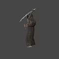 Game Movie Character Skeleton In Hooded Cloak With Bloodied Spear And Chains