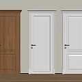 Wooden And White Hinged Doors For Modern Interior Design Options 3d model