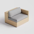 Modern Woven Single Seater Sofa With Beige Frame And Gray Cushion 3d model