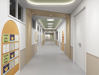 Modern kindergarten first floor corridor 3d model