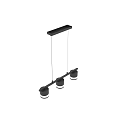 Minimalist Modern Black Linear Pendant Light With Three Hanging Fixtures