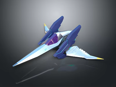 Futuristic Blue And White Spacecraft With Sleek Wings And Transparent Cockpit For Space Exploration 3d model