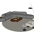 Sofa Coffee Table Combination Coffee Table Leisure Chair Carpet Floor Lamp 3d model