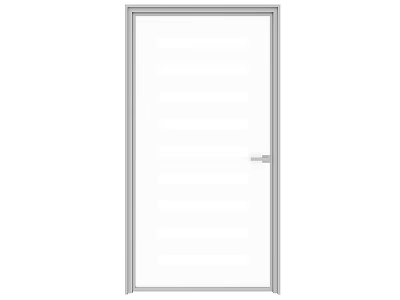 Swing Door With White Frame Glass Panels Horizontal Lines And Silver Handle 3d model