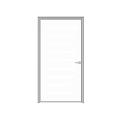 Swing Door With White Frame Glass Panels Horizontal Lines And Silver Handle