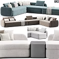 Modern Sectional Sofa Design With Neutral Tones Cushions And Modular Configurations 3d model