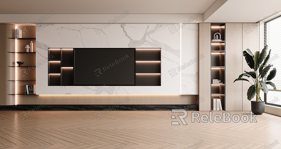 Modern TV background wall model