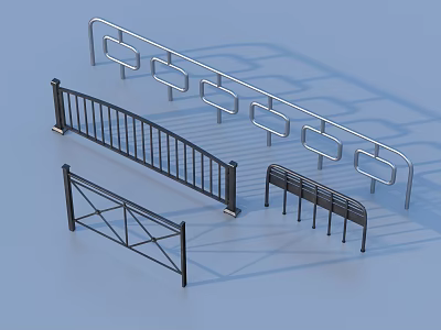 Metal Railings With Modern Designs Geometric Patterns And Various Structural Styles 3d model