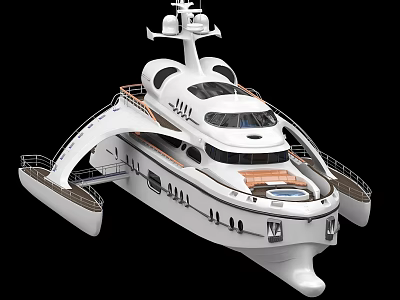 Luxury Modern White Yacht Featuring Spacious Deck Upper Structure And Windows 3d model