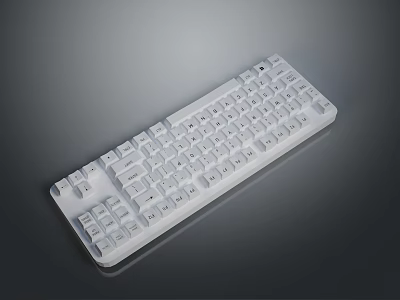 White Full Size Computer Keyboard With Modern Design And Standard Layout 3d model