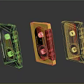 Vintage Cassette Tapes Featuring Three Different Colorful Retro Design Styles