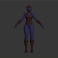 3D Sci Fi Character With Blue Red Armored Suit And Helmet Design