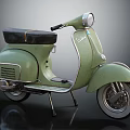 Vintage Green Motorcycle With Classic Design Black Seat And Silver Wheels