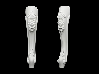 Pair of White Classical Carved Columns With Intricate Floral Decorations 3d model