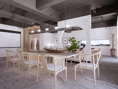 New Chinese Reception Room Oriental Office Area Office 3d model