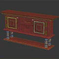 Red Console Sideboard Cabinet With Gold Accents And Ornate Carved Legs For Entryway