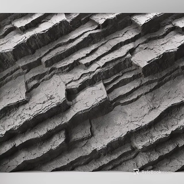Stratified Geological Rock Components With Detailed Natural Textured Patterns 3d model 