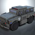 Armored Police Vehicle With Heavy Armor Emergency Lights And Badge