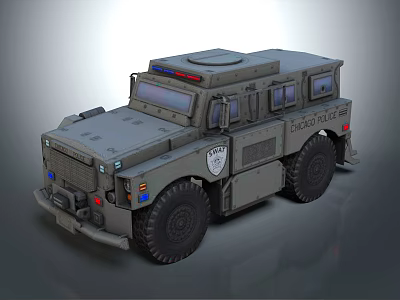 Armored Police Vehicle With Heavy Armor Emergency Lights And Badge 3d model