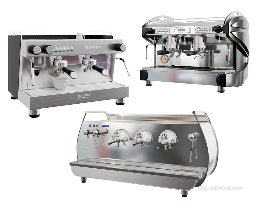 Modern Stainless Steel Espresso Machines Kitchen Appliances With Different Styles And Designs 3d model 