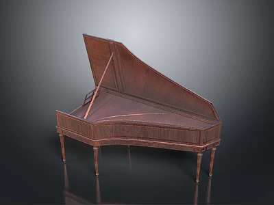 Elegant Vintage Wooden Grand Piano With Open Lid For Living Room Decor 3d model