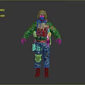 Colorful Camouflage Uniformed Military Soldier with Tactical Helmet Face Mask Vest Gloves and Boots