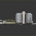 Modern Residential Building Complex With Circular Cylindrical Towers And Central Green Courtyard