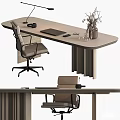 Modern Home Office Desk Setup With Laptop Headphones Lamp And Flowers