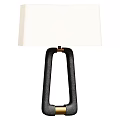 Sleek Modern Table Lamp With Black Metal Base And White Fabric Shade