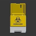 Public Facility Biological Hazard Waste Bin With Yellow Open Lid Design