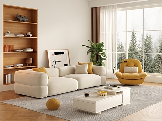 modern living room cream living room 3d model