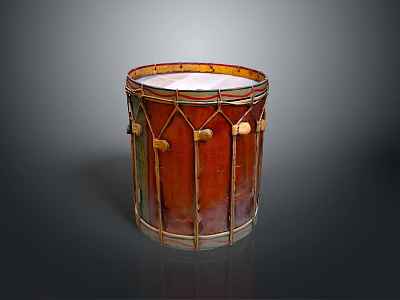 Vintage Handcrafted Storage Bucket With Red Green Stripes White Top And Metal Rings 3d model