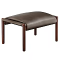 Stylish Dark Brown Leather Upholstered Sofa Stool With Wooden Legs Modern Design
