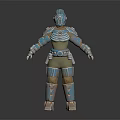 Armored Sci Fi Warrior Character With Blue And Brown Detailed Armor Design
