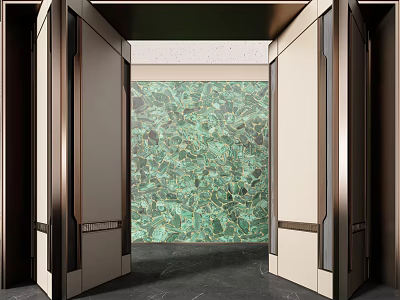 Elegant Modern Partition Design With Green Decorative Panel And Metallic Frame 3d model
