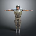 A Man In Military Uniform With Helmet Standing Arms Outstretched Full Body View