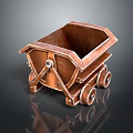 Vintage Rusty Metal Mining Cart With Open Compartment And Four Wheels 3d model