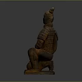 Ancient Chinese Terracotta Warrior Sculpture With Detailed Kneeling Posture Design