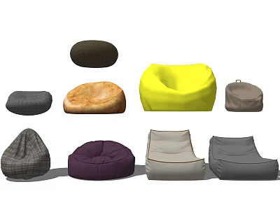 Colorful Bean Bag Chairs In Various Styles For Home Living Spaces 3d model