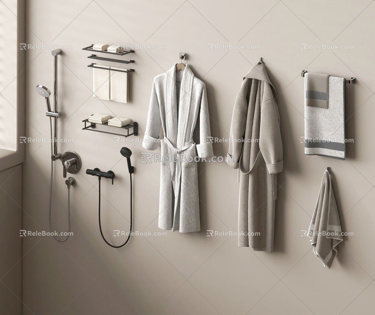 Towel Bathrobe Clothes Towel Rack Towel 3d model