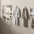 Modern Bathroom Soft Towels and Robes Hanging on Wall with Towel Rack