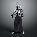 Game Movie Character In Silver Armor With Black Clothing And Samurai Style Decorative Helmet