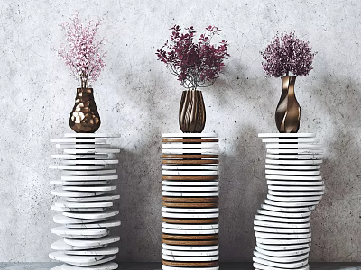 Modern vase potted porch end frame combination 3d model