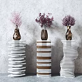 Modern vase potted porch end frame combination 3d model