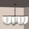 Modern U Shaped Chandelier With White Ribbed Shades In Light Colored Interior Room