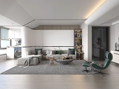 Modern Living Room With Sofa Rug And Accent Chairs 3d model