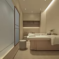 Serene SPA Sauna Room With Wooden Massage Beds And Soft Lighting