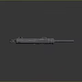 Silver Machine Gun With Long Barrel Stand And Metallic Texture On Grey Gradient Reflective Background 3d model